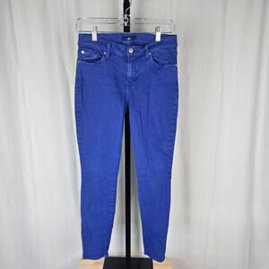 7 For All Mankind Skinny Jeans Cobalt Blue Size 28 Designer Denim